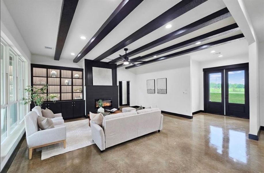 Furnished interior view inside a new home in , Log Cabin (Image 6).