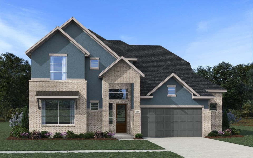 Representative exterior photo of a completed home built from the Rivers – 60′ Lot by Chesmar Homes in Lakes of Cane Island, Katy, TX (Image 10).