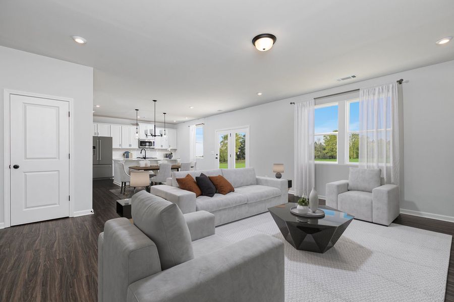 family room dining kitchen