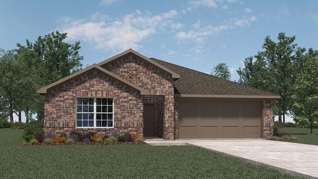Representative exterior photo of a completed home built from the Burnet - 2199 by D.R. Horton in August Trails, Needville, TX (Image 1). Representative exterior photo of a completed home built from the Burnet - 2199 by D.R. Horton in August Trails, Needville, TX (Image 1).