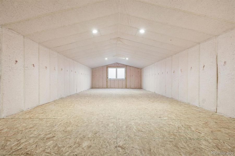 Unfinished attic space in garage