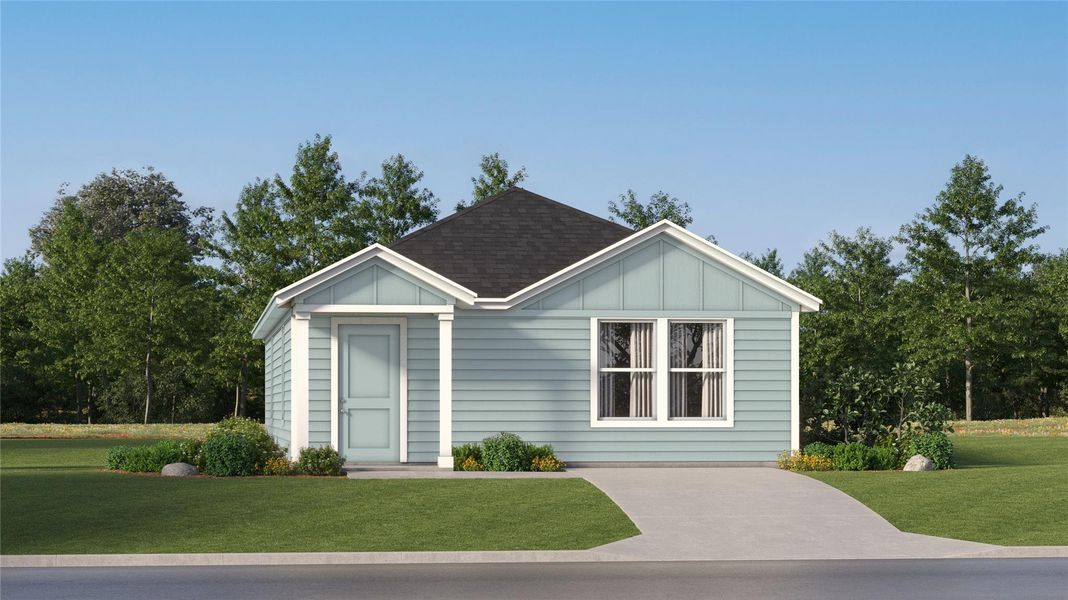 Front exterior of a new home in Pradera: Belmar Collection, Uhland, TX, highlighting curb appeal (Image 1). Front exterior of a new home in Pradera: Belmar Collection, Uhland, TX, highlighting curb appeal (Image 1).