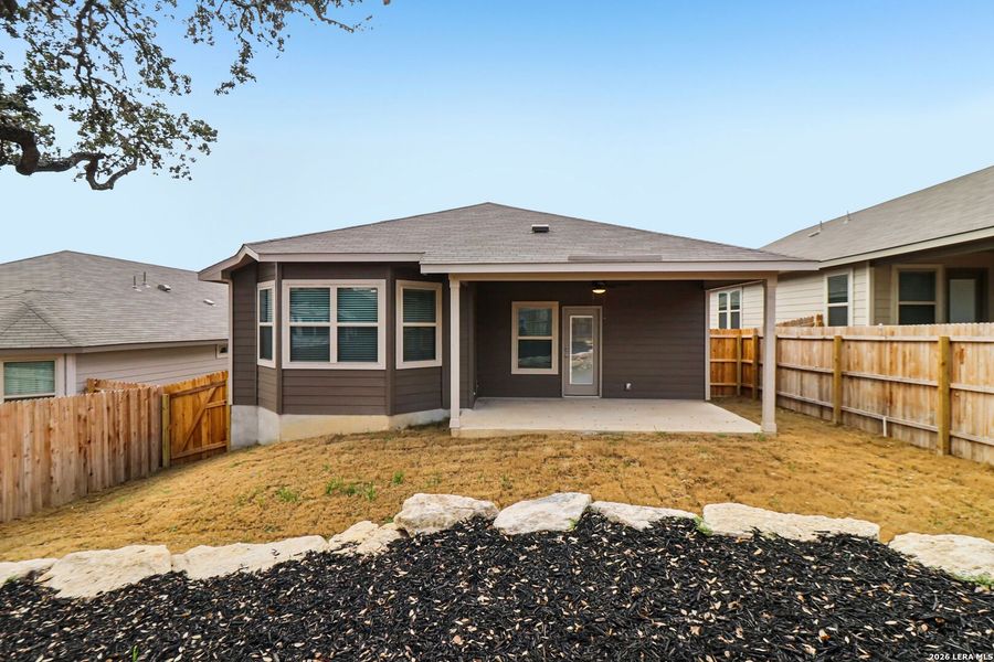 Exterior details and patio area of a home in Scenic Crest - Premier Series, Boerne (Image 31). Exterior details and patio area of a home in Scenic Crest - Premier Series, Boerne (Image 31).