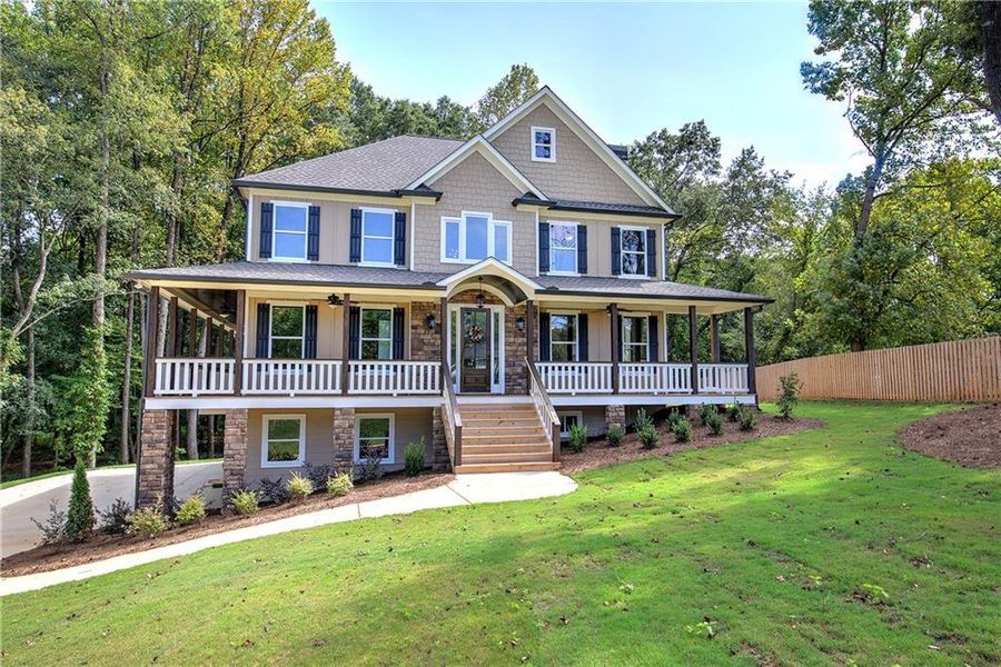 Front exterior of a new home in , Euharlee, GA, highlighting curb appeal (Image 27).