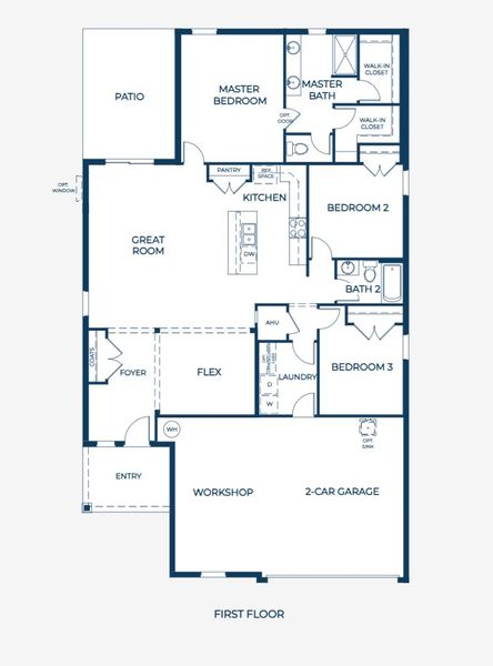 2D floor plan layout for the Ashton by Maronda Homes in Briarwood, Alachua, FL (Image 5).