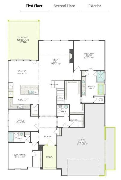 2D floor plan layout of this home in Cross Creek Ranch 65′, Fulshear, TX (Image 6).