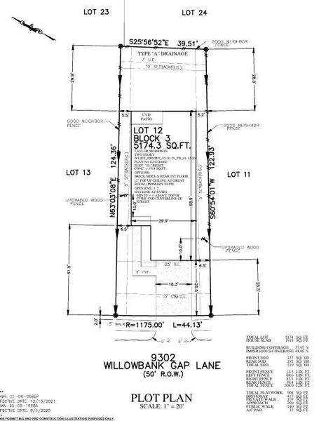 9302 Willowbank Gap Lane Preliminary Plot Plan