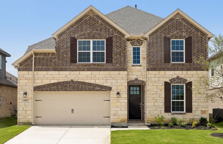 Front exterior of a new home in Creekview Meadows, Pilot Point, TX, highlighting curb appeal (Image 1). Front exterior of a new home in Creekview Meadows, Pilot Point, TX, highlighting curb appeal (Image 1).