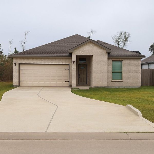 Front exterior of a new home in , Cleveland, TX, highlighting curb appeal (Image 1).
