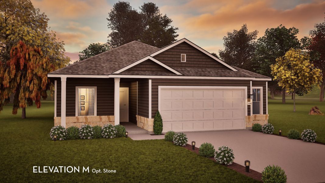 Representative exterior photo of a completed home built from the Frio by CastleRock Communities in Swenson Heights, Seguin, TX (Image 2). Representative exterior photo of a completed home built from the Frio by CastleRock Communities in Swenson Heights, Seguin, TX (Image 2).