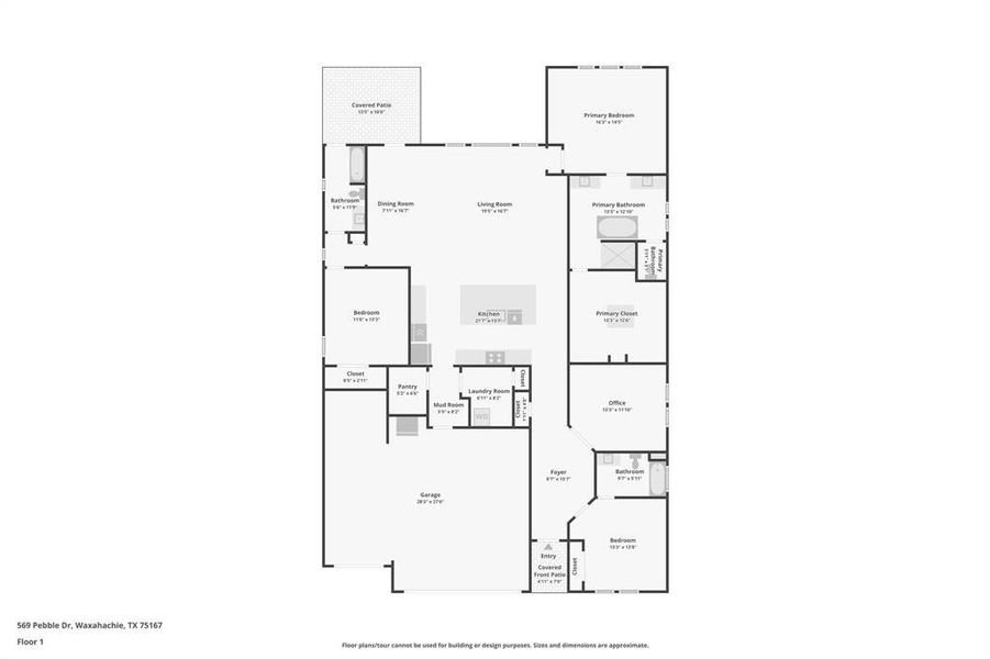2D floor plan layout of this home in Ridge Crossing, Waxahachie, TX (Image 5).