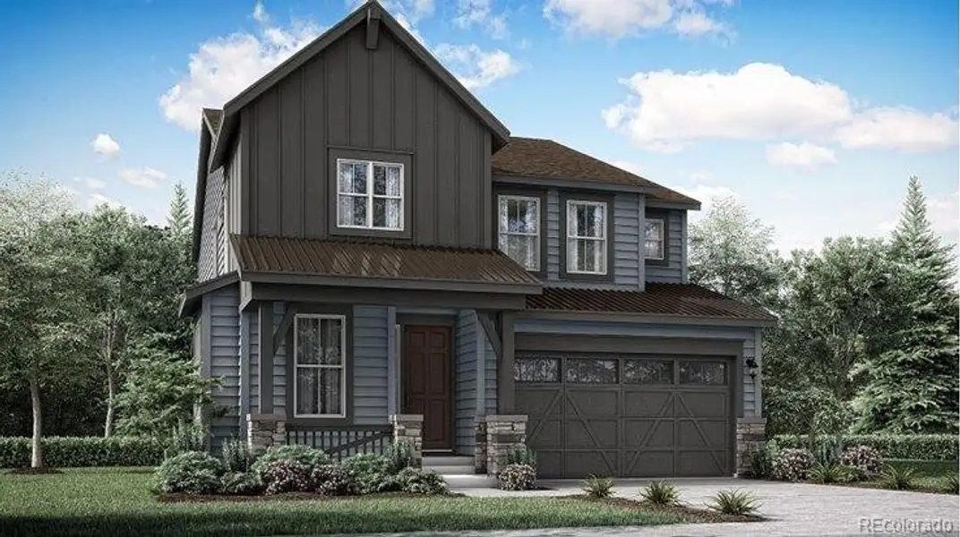 Front exterior of a new home in Ken-Caryl Ranch: The Pioneer Collection, Littleton, CO, highlighting curb appeal (Image 1). Front exterior of a new home in Ken-Caryl Ranch: The Pioneer Collection, Littleton, CO, highlighting curb appeal (Image 1).