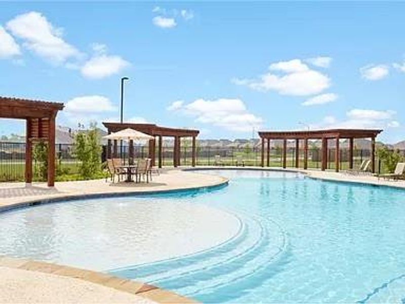 View of pool with a pergola