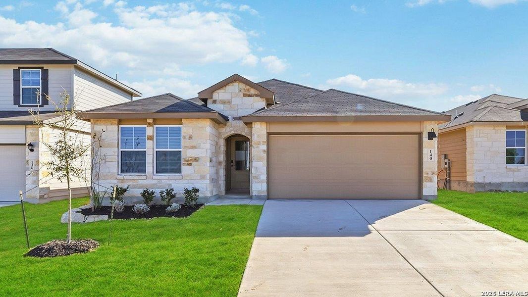Front exterior of a new home in The Birch at Spencer Ranch, Boerne, TX, highlighting curb appeal (Image 2).