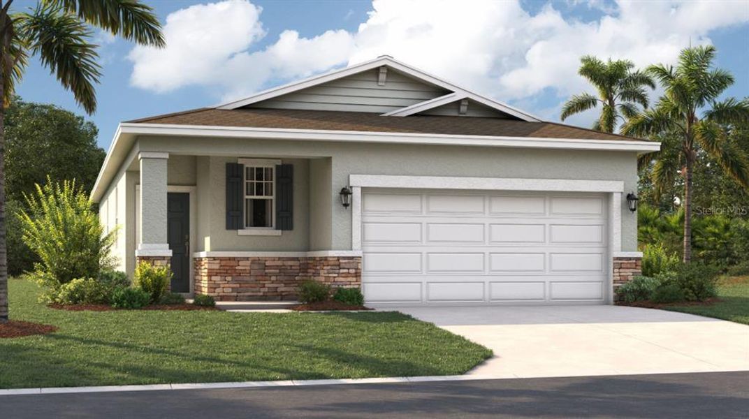 Front exterior of a new home in Watermark, Cocoa, FL, highlighting curb appeal (Image 1).