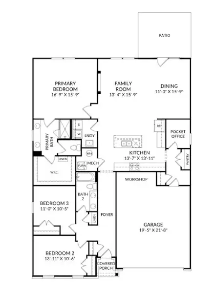 2D floor plan layout for the The Easton by Stanley Martin Homes in Rhodes Glen, Lawrenceville, GA (Image 4).