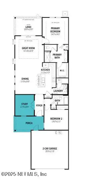 2D floor plan layout of this home in RiverTown, St. Johns, FL (Image 4).