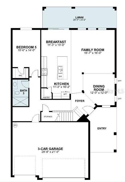 2D floor plan layout of this home in Eden at Crossprairie, St. Cloud, FL (Image 4).