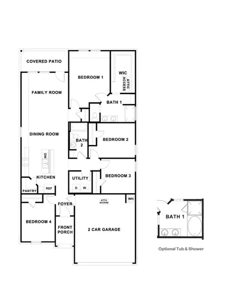 2D floor plan layout for the The Dalton by D.R. Horton in Mayfair, New Braunfels, TX (Image 3).