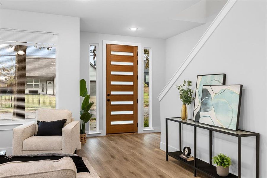 Foyer featuring light hardwood / wood-style floors