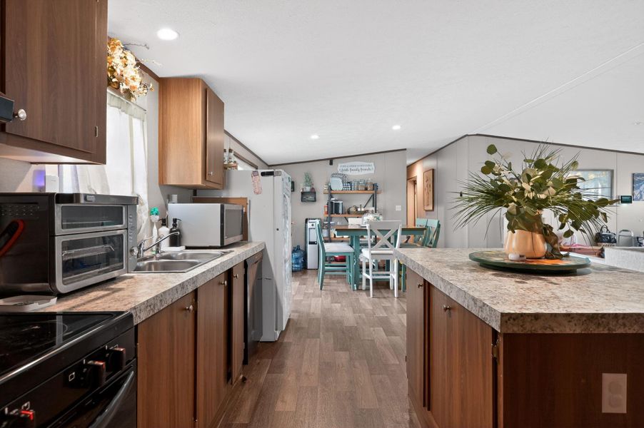 Plenty of cabinets in this kitchen with a nice island