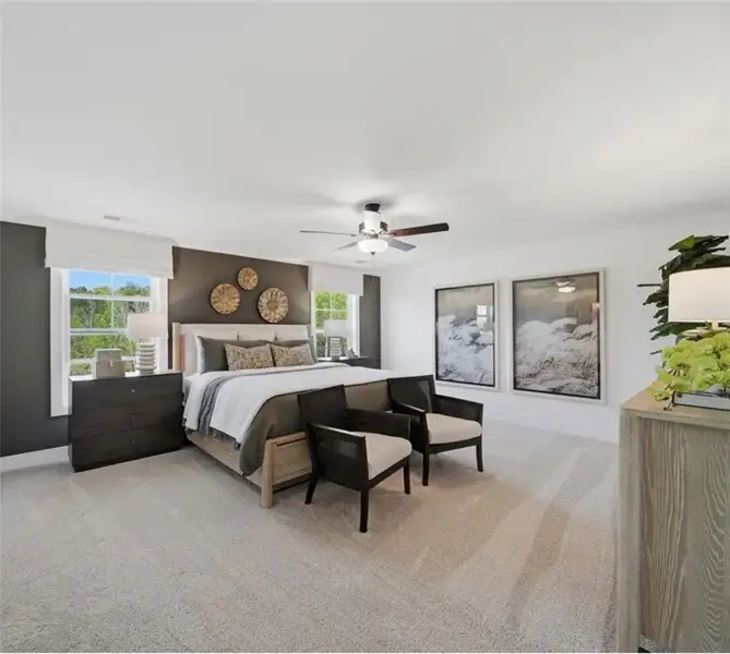 Well-lit and tranquil, this bedroom provides a ser Well-lit and tranquil, this bedroom provides a ser
