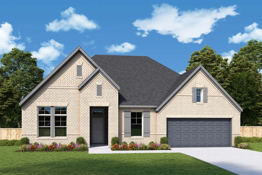 Representative exterior photo of a completed home built from the The Ortega by David Weekley Homes in Oakwood Estates, Waller, TX (Image 1). Representative exterior photo of a completed home built from the The Ortega by David Weekley Homes in Oakwood Estates, Waller, TX (Image 1).