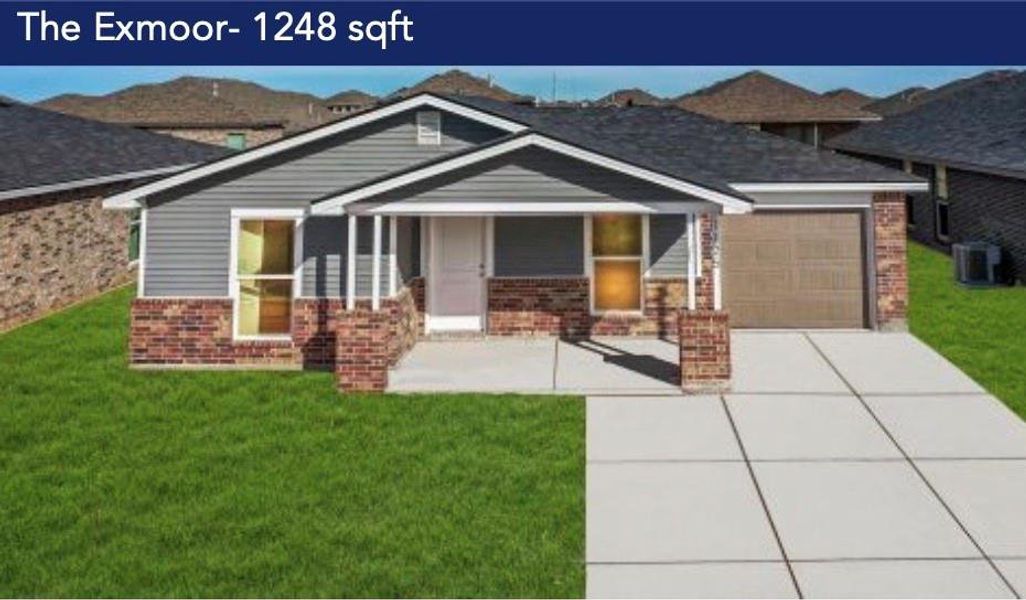 Craftsman-style home with cooling unit, a garage, and a front lawn