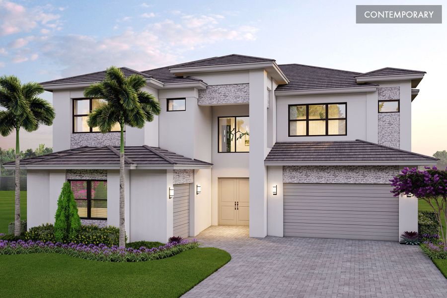 Representative exterior photo of a completed home built from the Olympus by GL Homes in Apex at Avenir, Palm Beach Gardens, FL (Image 14).