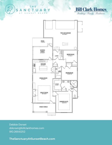 2D floor plan layout of this home in The Sanctuary at Sunset Beach, Sunset Beach, NC (Image 3).