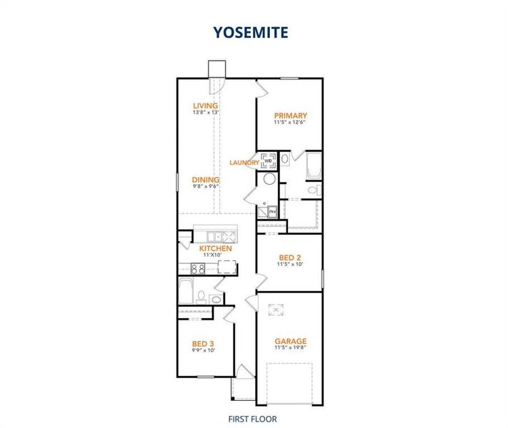 2D floor plan layout of this home in Park Central, Mineola, TX (Image 2).