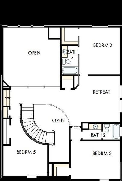 2D floor plan layout of this home in Terraces – Classics, Rockwall, TX (Image 3).
