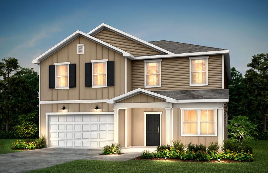 Front exterior of a new home in Heartwood, Richmond Hill, GA, highlighting curb appeal (Image 18).