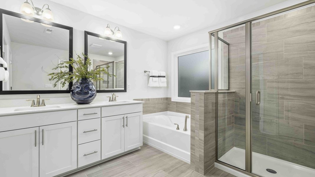 Furnished interior view inside a new home in The Meadows at Kinsley, Jamestown (Image 18). Furnished interior view inside a new home in The Meadows at Kinsley, Jamestown (Image 18).