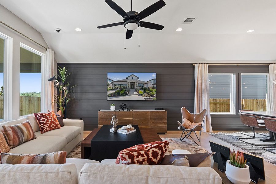 Furnished interior view inside a new home in Park Collection at Lariat, Liberty Hill (Image 11). Furnished interior view inside a new home in Park Collection at Lariat, Liberty Hill (Image 11).