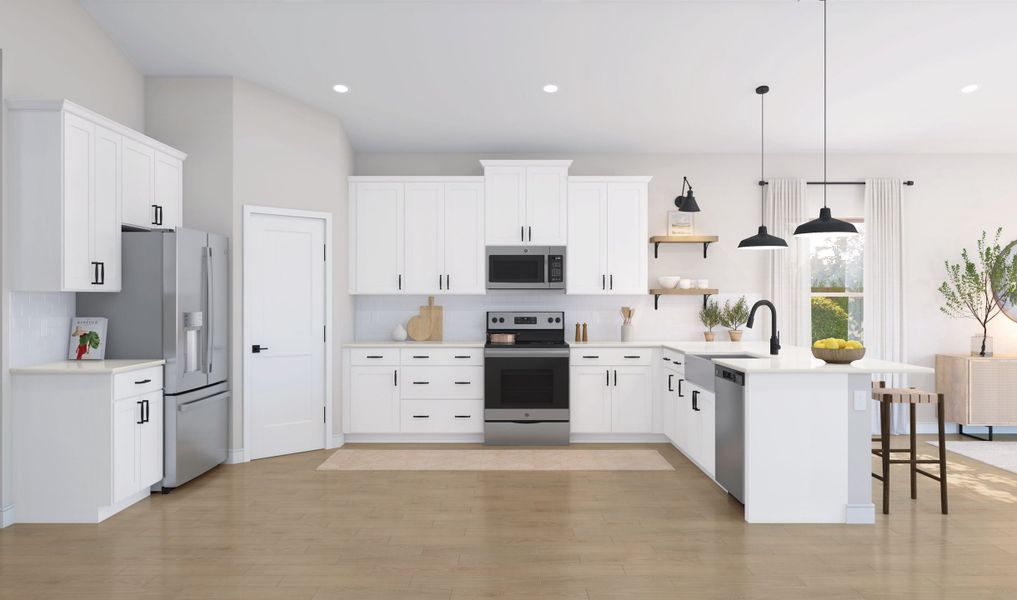 Kitchen with quartz countertops