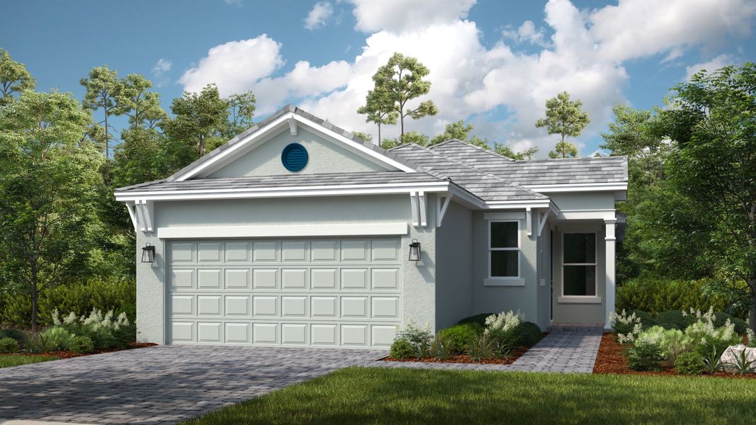 Representative exterior photo of a completed home built from the Allora by Taylor Morrison in Esplanade at Wellen Park, Englewood, FL (Image 1). Representative exterior photo of a completed home built from the Allora by Taylor Morrison in Esplanade at Wellen Park, Englewood, FL (Image 1).