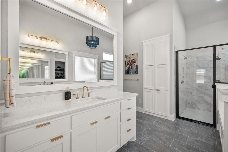 Primary bathroom with double vanities
