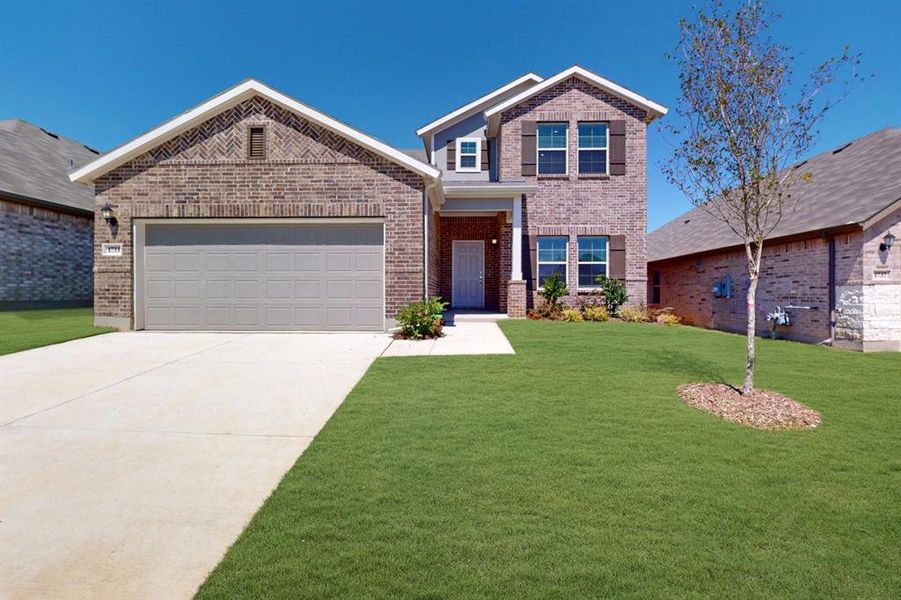 Front exterior of a new home in Sanderos, Fort Worth, TX, highlighting curb appeal (Image 20). Front exterior of a new home in Sanderos, Fort Worth, TX, highlighting curb appeal (Image 20).