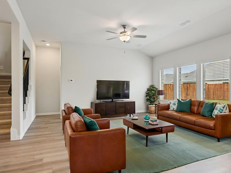 Furnished interior view inside a new home in Parks at Foster Crossing - Signature Series, Anna (Image 4). Furnished interior view inside a new home in Parks at Foster Crossing - Signature Series, Anna (Image 4).
