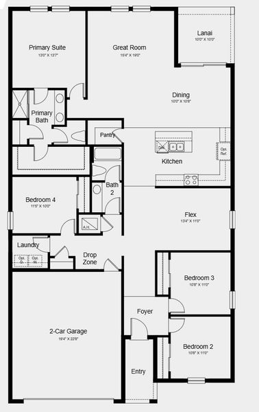2D floor plan layout for the Sycamore by Taylor Morrison in Firethorn, Parrish, FL (Image 3).