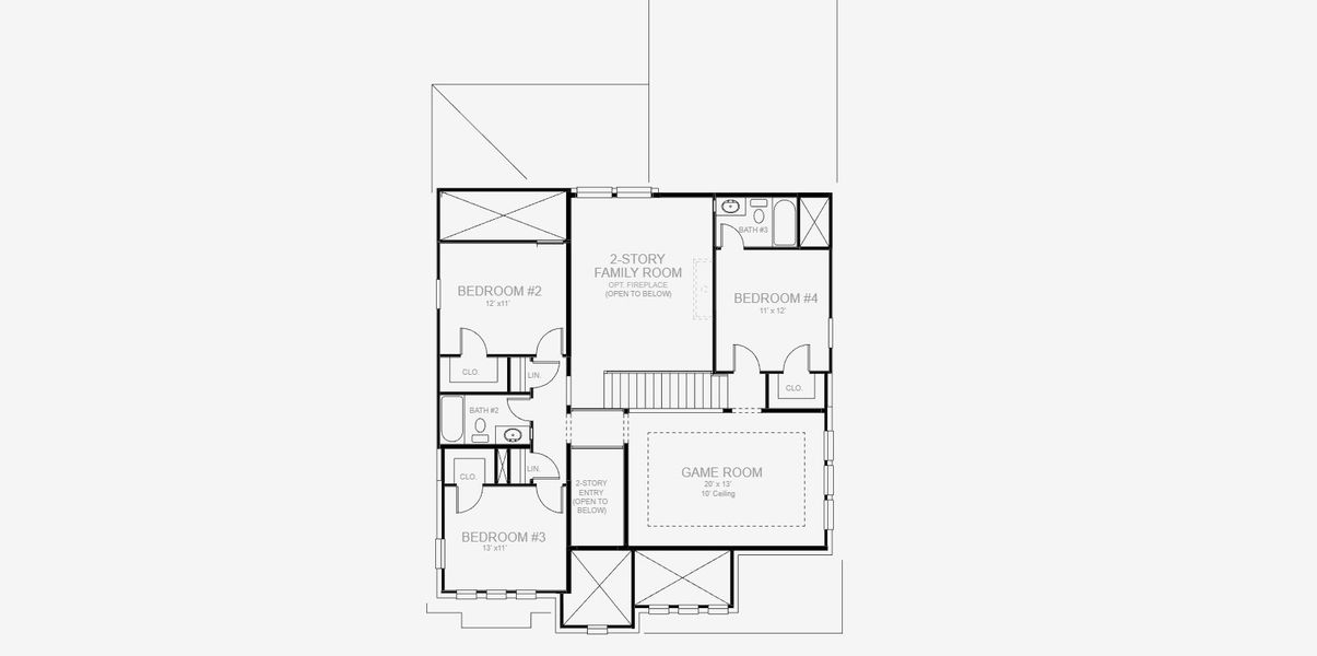 2D floor plan layout for the 2599W by Perry Homes in Lariat 50', Liberty Hill, TX (Image 4).