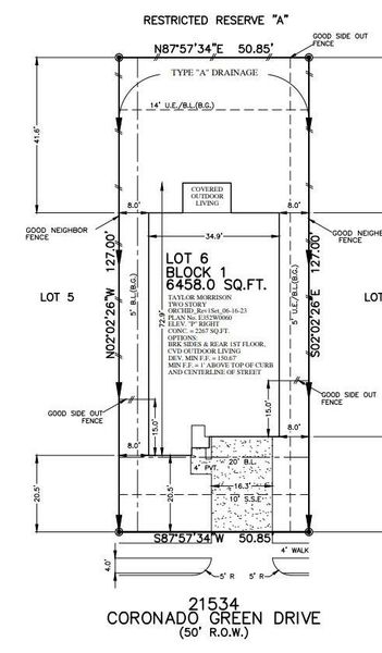 21534 Coronado Green Drive preliminary plot plan 21534 Coronado Green Drive preliminary plot plan