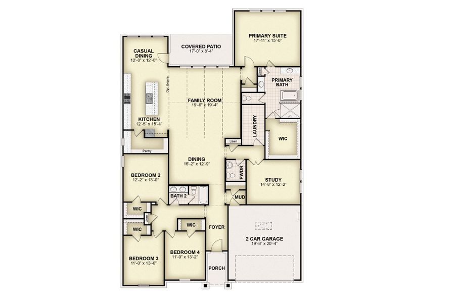 2D floor plan layout for the Diana 60 FT by Rockwell Homes in Nelson Lake Estates, Rockwall, TX (Image 3).