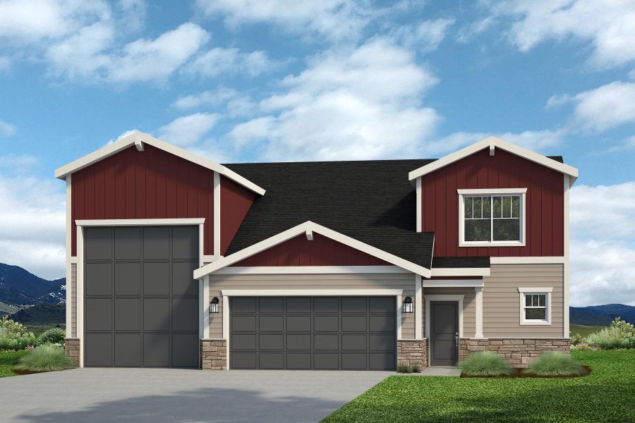 Representative exterior photo of a completed home built from the Lindon by Baessler Homes in Sage Meadows, Wellington, CO (Image 21). Representative exterior photo of a completed home built from the Lindon by Baessler Homes in Sage Meadows, Wellington, CO (Image 21).