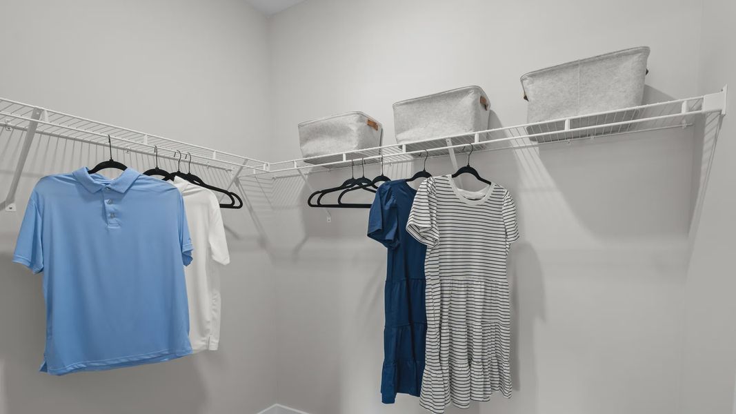 Spacious primary closet in the Summit home plan with generous storage options.