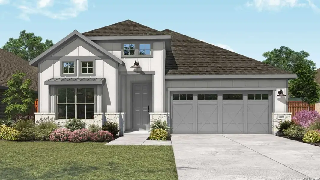 Front exterior of a new home in Veranda, San Antonio, TX, highlighting curb appeal (Image 1). Front exterior of a new home in Veranda, San Antonio, TX, highlighting curb appeal (Image 1).