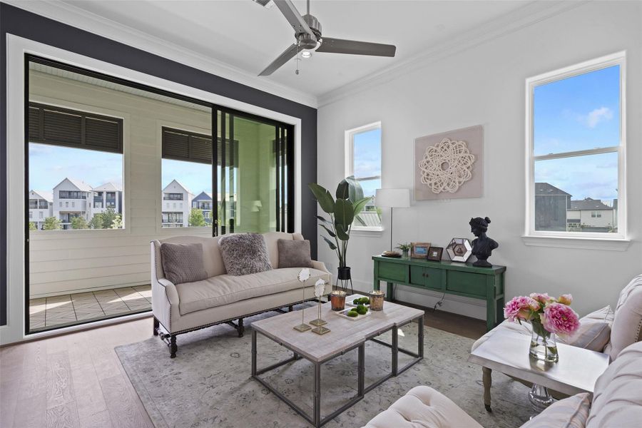 10 FT Tall by 12 FT Wide - Tri-Paneled Sliding Glass Doors Open to Lakeside Balcony 10 FT Tall by 12 FT Wide - Tri-Paneled Sliding Glass Doors Open to Lakeside Balcony