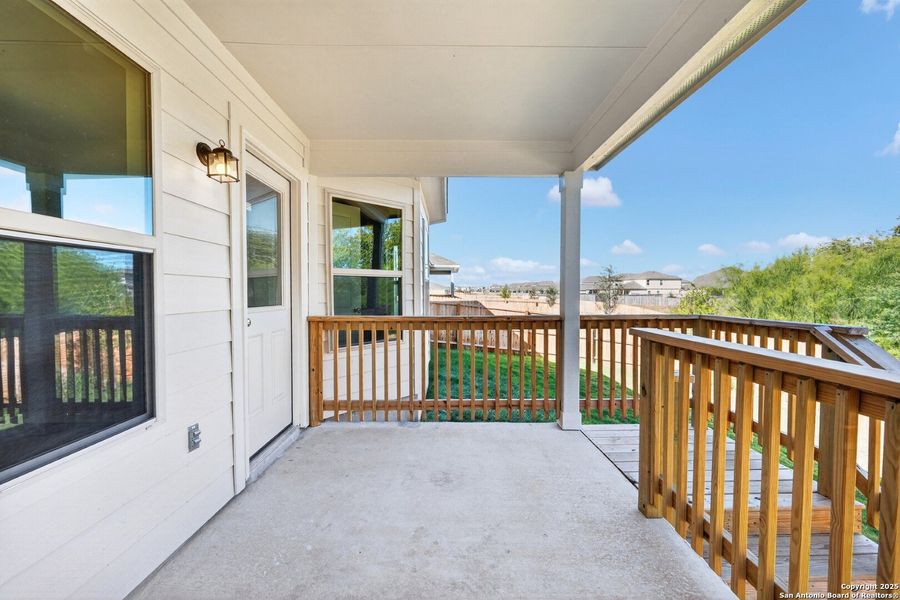 Exterior details and patio area of a home in Winding Brook, San Antonio (Image 16).