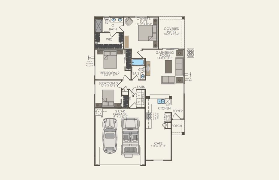 2D floor plan layout of this home in Copper Falls, Buckeye, AZ (Image 3).